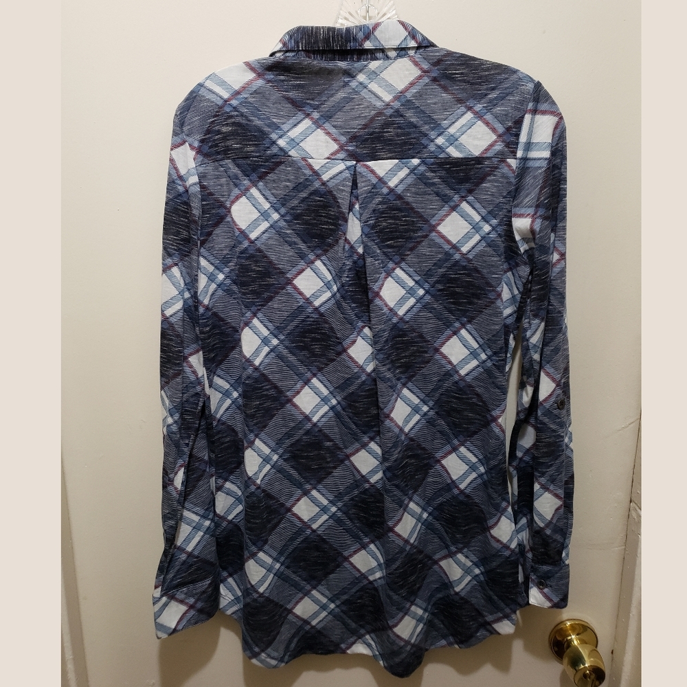 Soft Two-Pocket Button Down Plaid Shirt - image 2